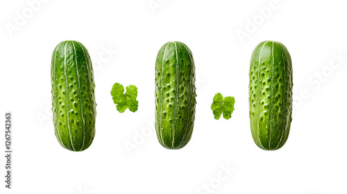Fresh green cucumber isolated on a transparent background, showcasing the healthy, organic vegetable ideal for clean eating, vegetarian meals, and healthy recipes.