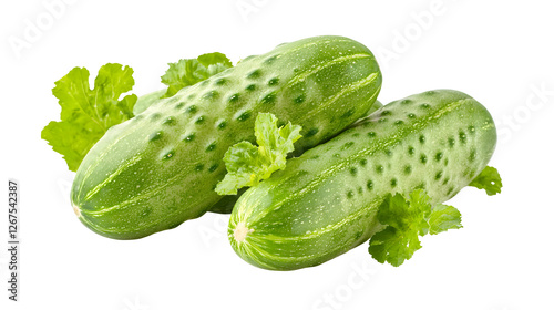 Fresh green cucumber isolated on a transparent background, showcasing the healthy, organic vegetable ideal for clean eating, vegetarian meals, and healthy recipes.