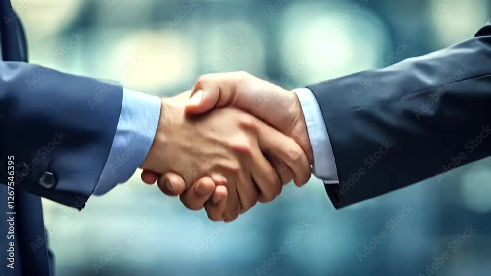 Business professionals shaking hands in urban setting Business professionals shaking hands in urban setting