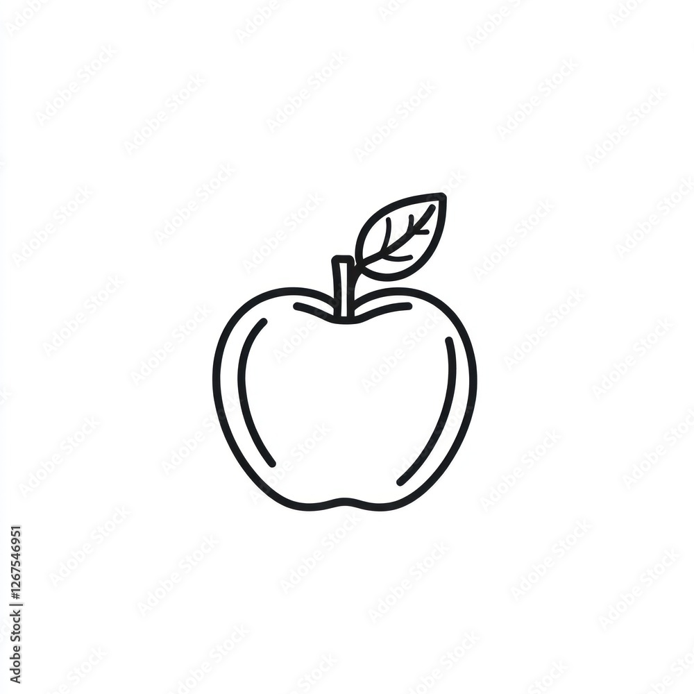 Simple black line drawing of an apple (2) Simple black line drawing of an apple (2)