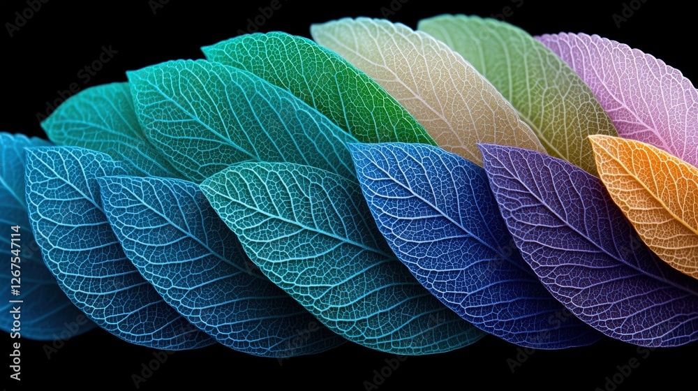 Obraz premium Vibrant Gradient Leaves with Abstract Texture .