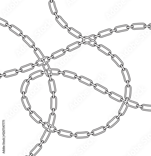 Black chains vector seamless pattern on transparent background. EPS 10.