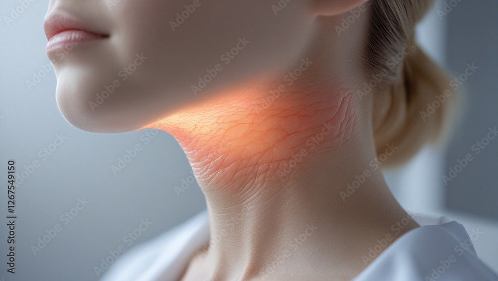 Close-Up of Swollen Thyroid Area – Generative AI