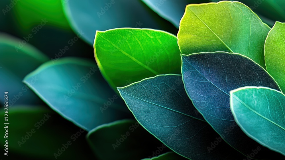 Obraz premium Vibrant green and blue leaves close-up .