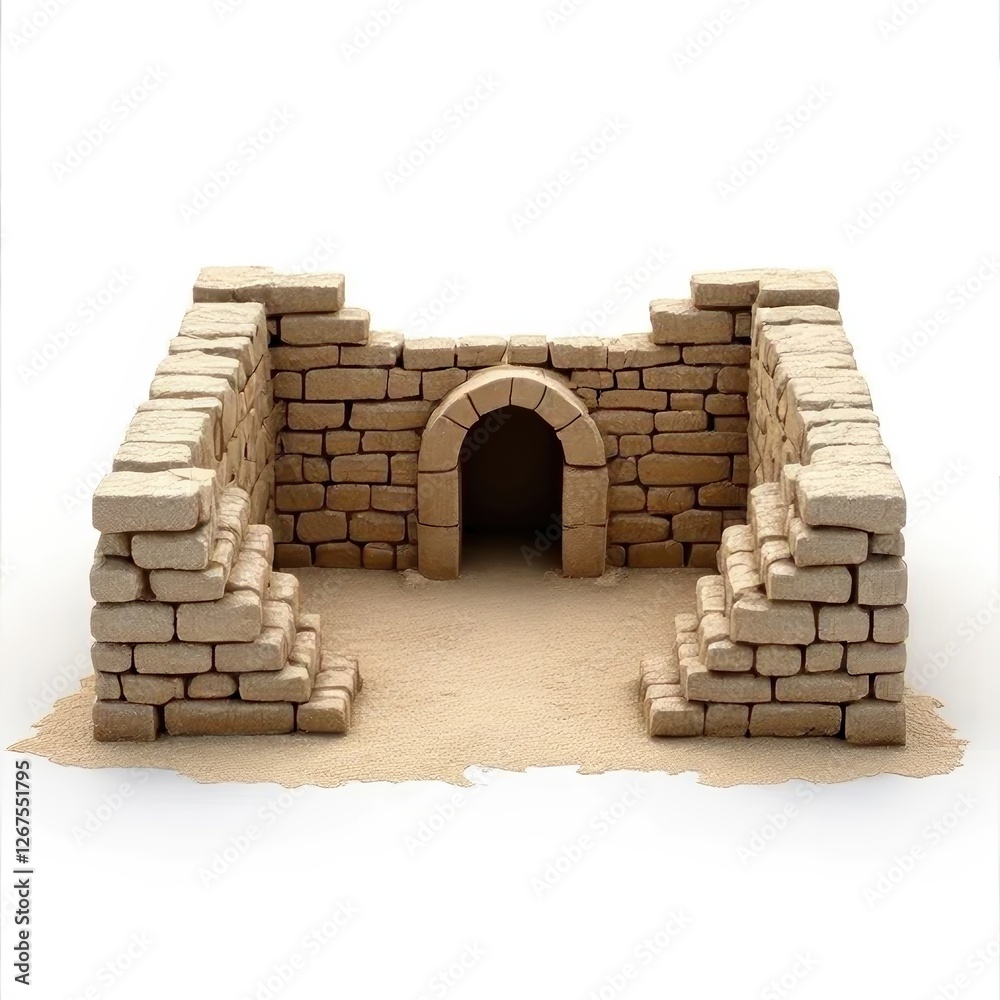 Fototapeta premium Ancient stone structure deserted location model arid historical