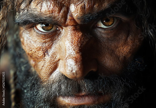 Portrait of a stone age neanderthal man