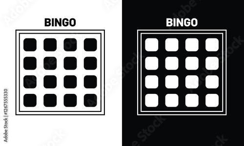 Bingo card random numbers printable template set. Vector illustration simple bingo card design.