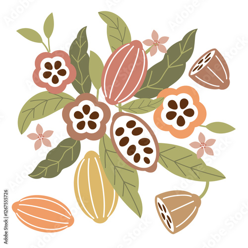 Cocoa bean illustration. Vintage style design template. chocolate cocoa beans. Vector illustration