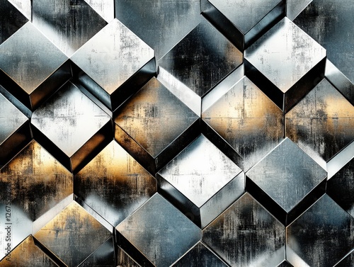 Captivating metallic cubes create a mesmerizing abstract pattern in striking contrast photo