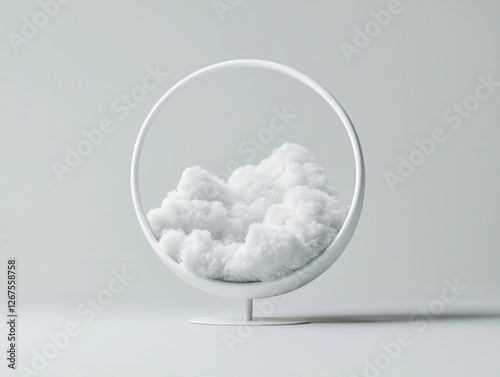 Cloudshaped pod, soft textures, dreamlike design for ultimate comfort