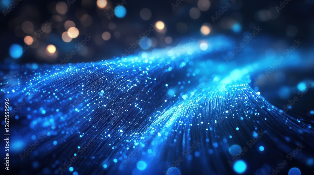 Blue shining fiber optic. Blue shining fiber optic.