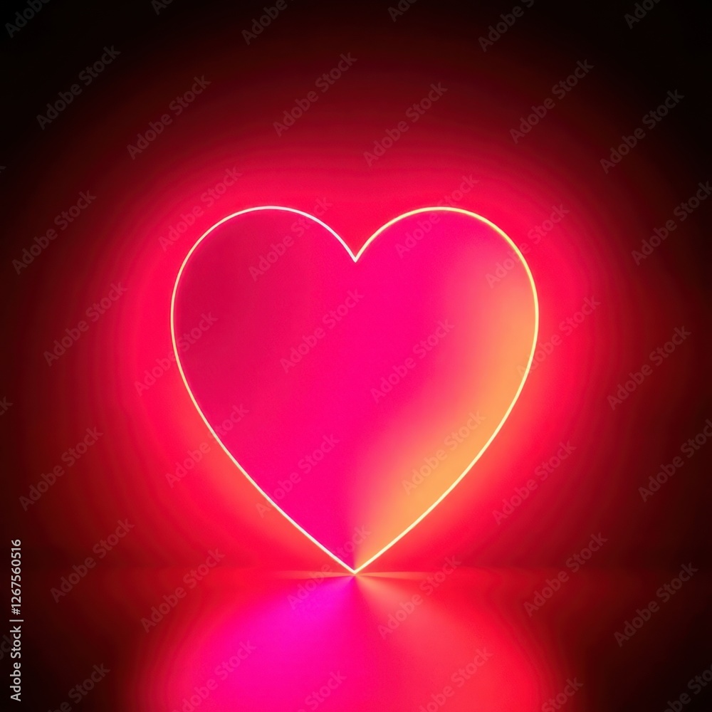 Illuminated heart shape glowing in red. Great for expressing love, romance, and passion. A symbol of affection. Illuminated heart shape glowing in red. Great for expressing love, romance, and passion. A symbol of affection.
