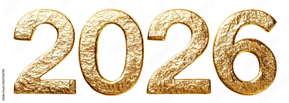 Shiny gold 2026 numbers with sparkling texture, isolated on transparent cutout background Shiny gold 2026 numbers with sparkling texture, isolated on transparent cutout background