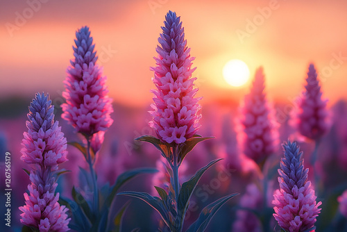 Dreamy lavender fields at sunset, A floral symphony of colors