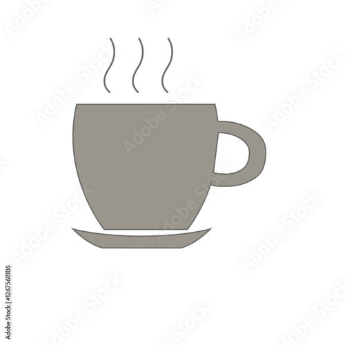 gray coffee cup and saucer icon