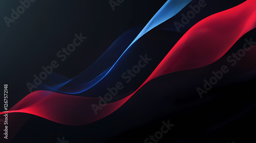 Abstract Lines: Red and Blue Waves on Dark Background