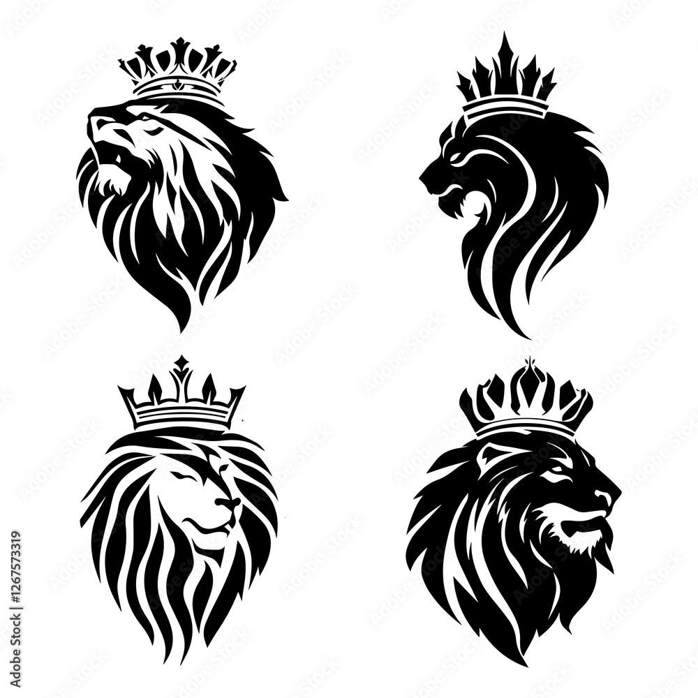 Fototapeta premium Lion head logo silhouette vector