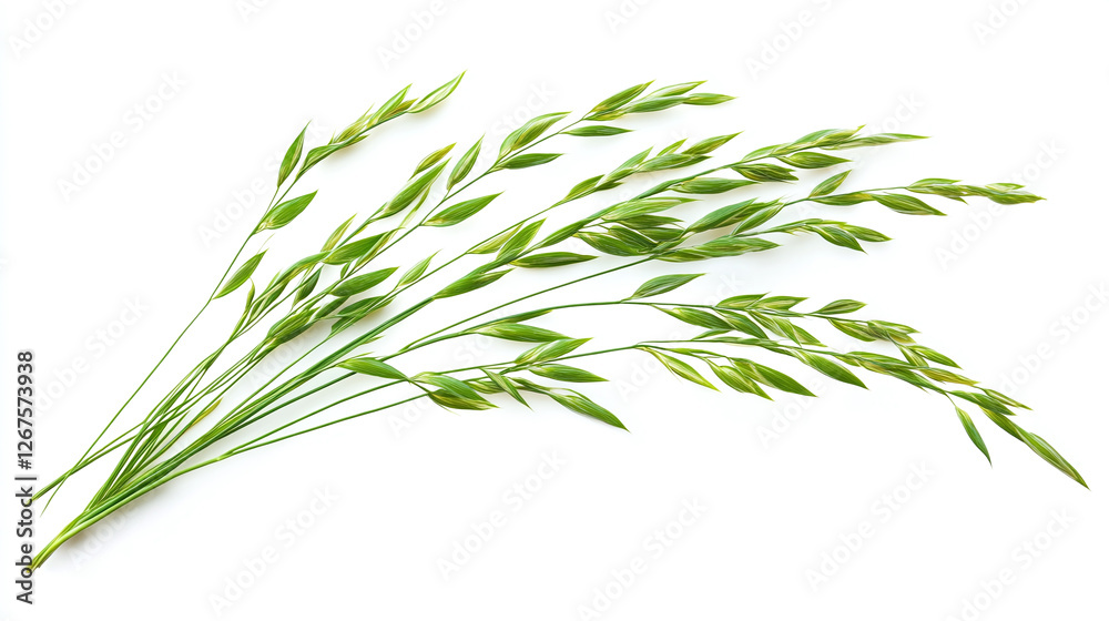 Fototapeta premium Green grass isolated on a white background.