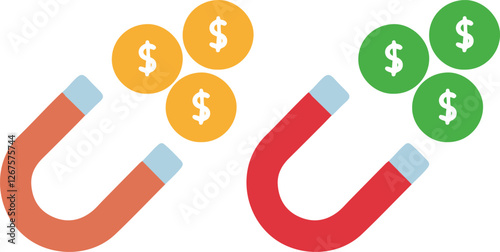 depicting a magnet attracting dollar coin