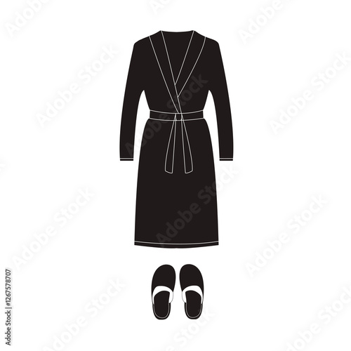 bathrobe and slippers vector icon