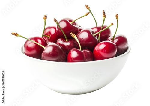 Sweet Cherries in a White Bowl Fresh Summer Fruit