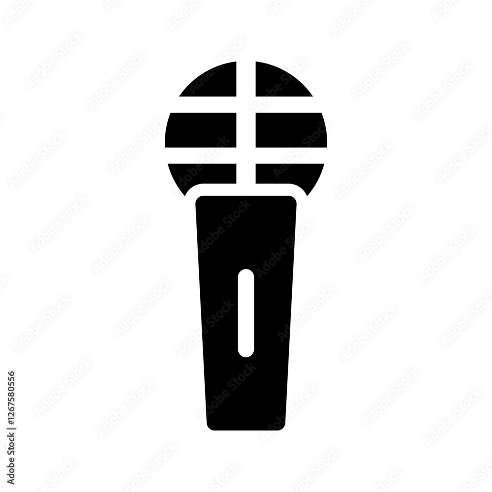 Microphone with circular sound waves, symbolizing vocal projection and enhanced karaoke performance. Microphone with circular sound waves, symbolizing vocal projection and enhanced karaoke performance.