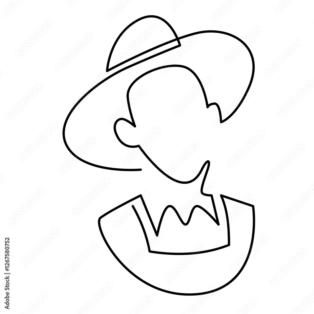 Fototapeta premium line art farmer