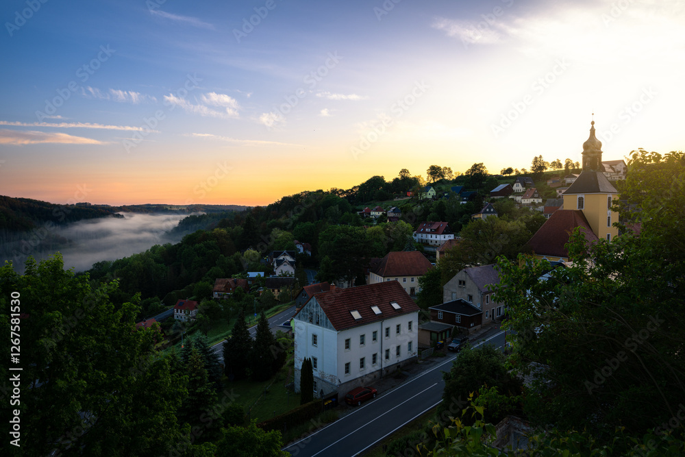 Fototapeta premium Sunrise Over Hohnstein