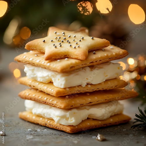 Close-up of Festive Cream Cheese Crackers