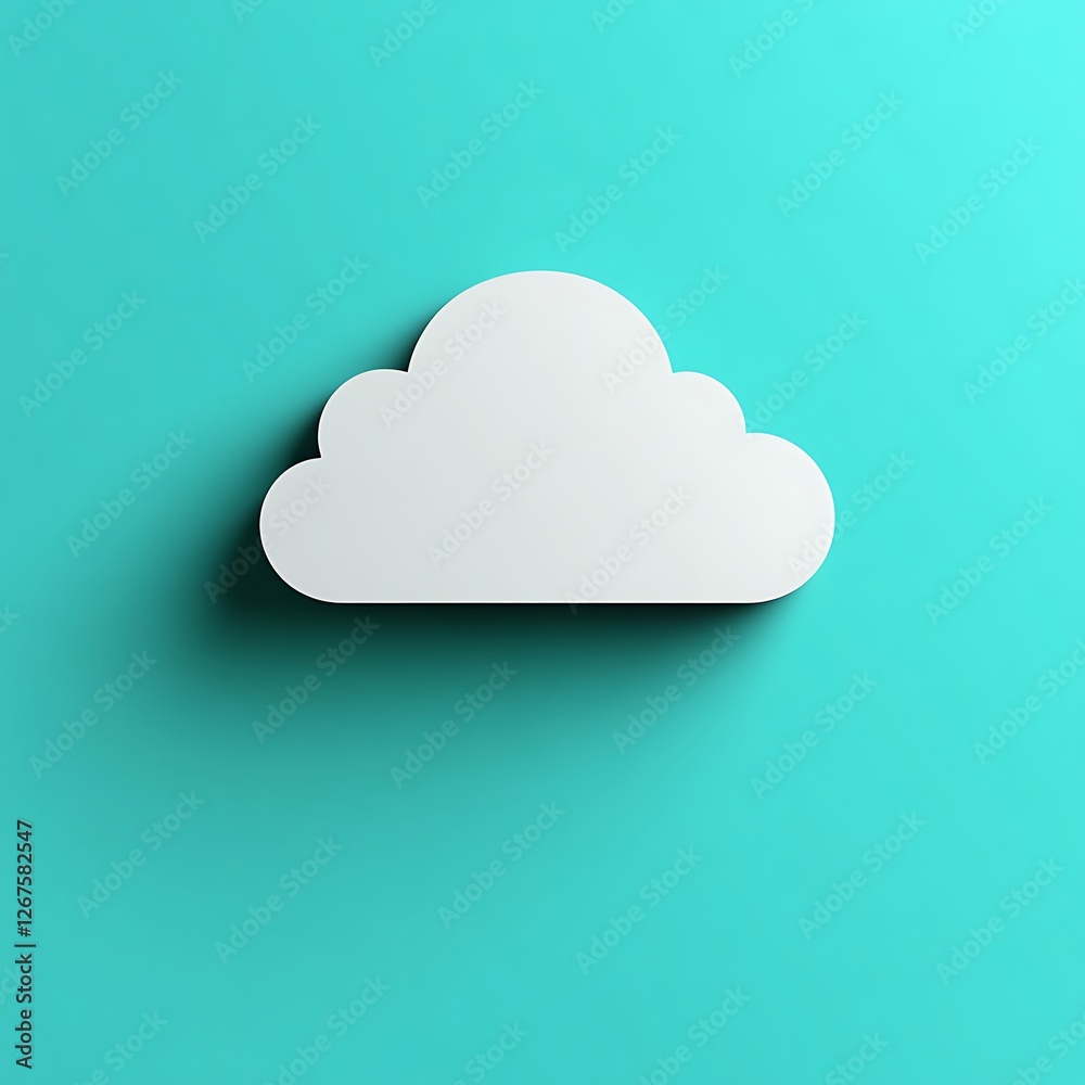 White Cloud Shape Against Turquoise Background White Cloud Shape Against Turquoise Background