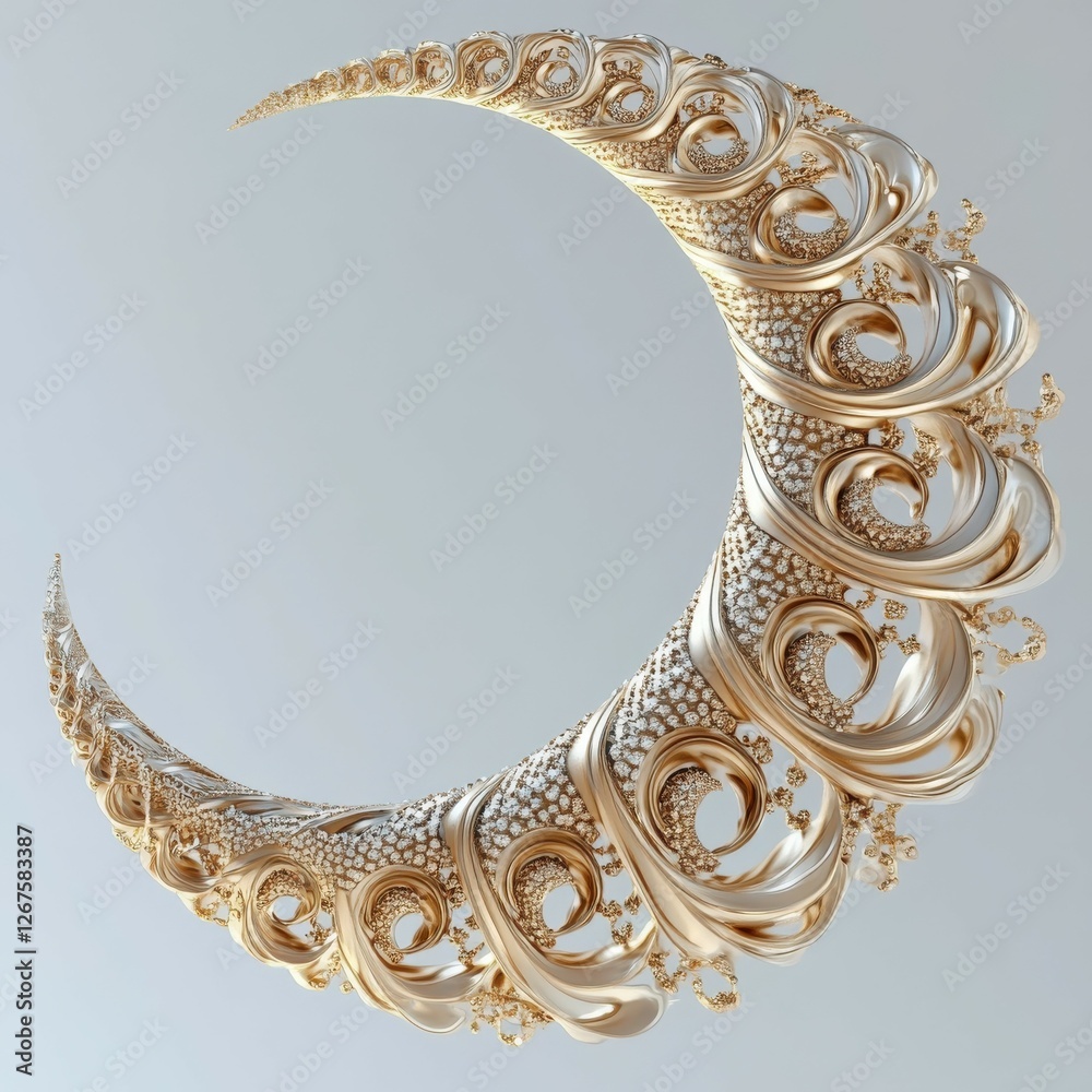 Obraz premium Elegant swirling sculpture in gold and white on a light background