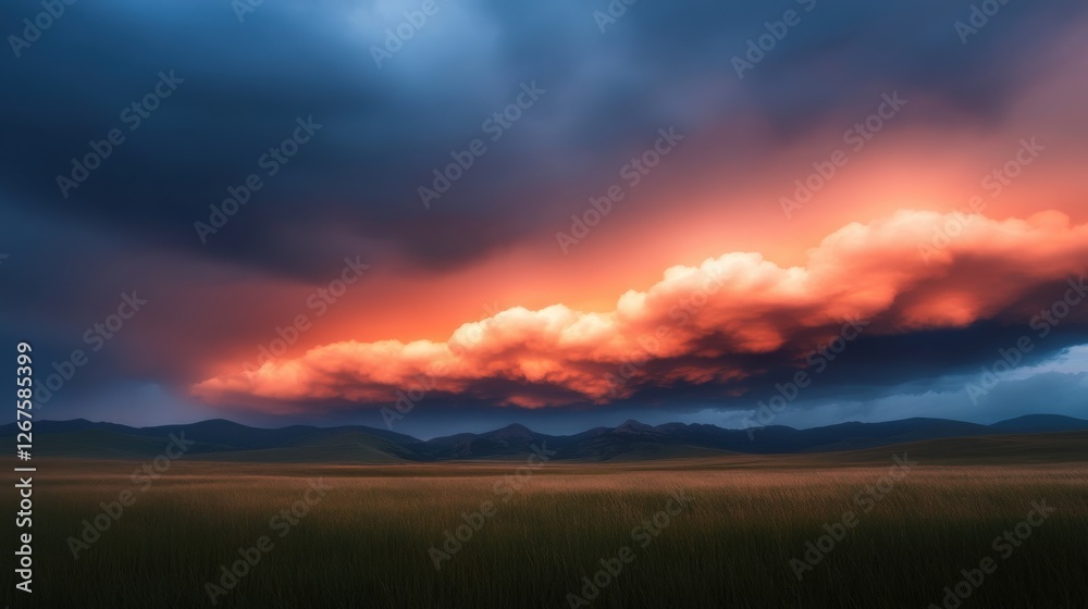 Dramatic Sunset Over Open Field Dramatic Sunset Over Open Field