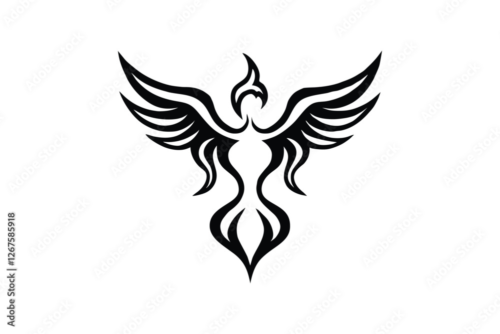 Obraz premium Phoenix Tribal Tattoo Silhouette Vector Design and Unique Tattoo Art 