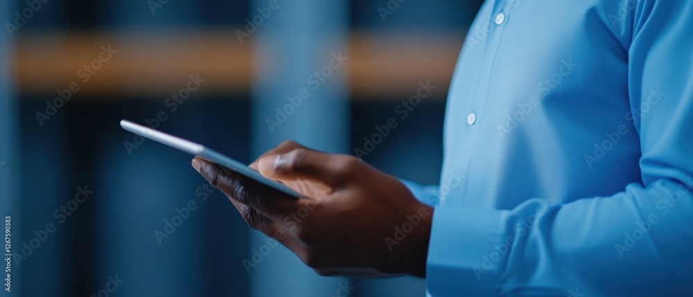 man using digital tablet in office man using digital tablet in office