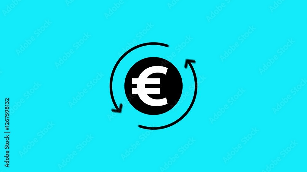 Euro banking icon. euro currency symbol with round arrow rotating animation.