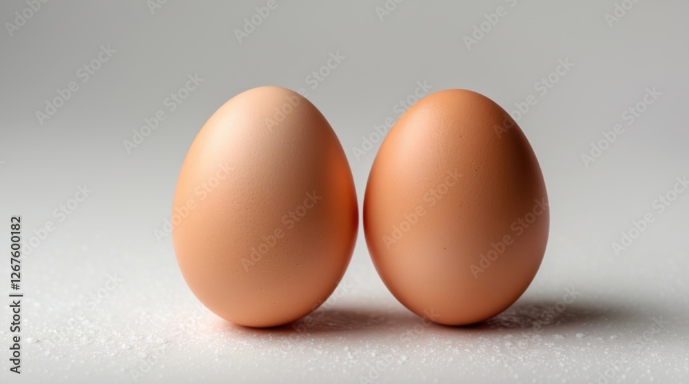 Two light brown chicken eggs on a clean white background, perfect for illustrating freshness and natural food themes. Two light brown chicken eggs on a clean white background, perfect for illustrating freshness and natural food themes.