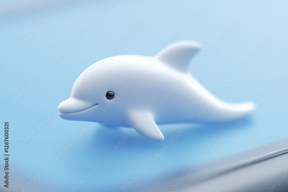 Obraz premium A cute white dolphin on a blue background