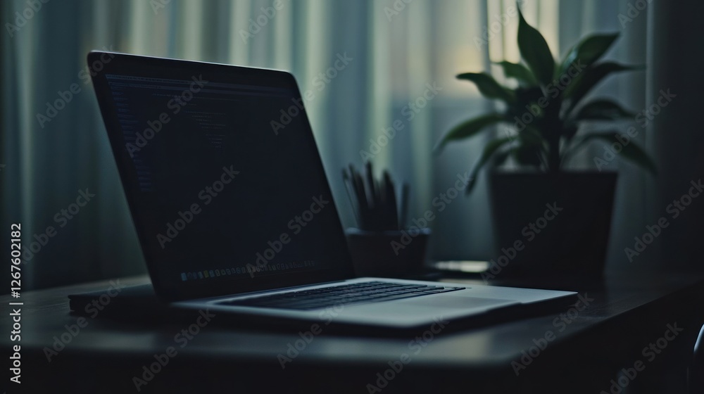 Fototapeta premium Evening Laptop Workspace