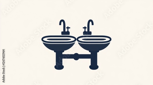 Double bathroom sink icon, modern design,  clean and simple photo