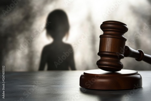 Court gavel symbolizing child custody and guardianship rights with a subtle child's figure in the background, emphasizing legal protection and family law themes