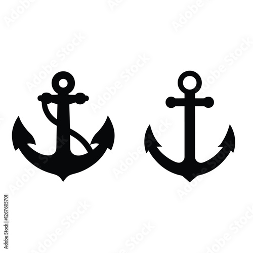 Black anchor icon logo design vector illustration.