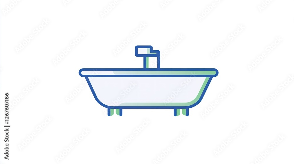 Simple illustration of a bathtub with faucet Simple illustration of a bathtub with faucet