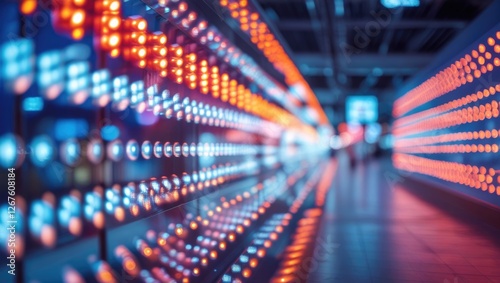 Dynamic LED light patterns captured with motion blur, showcasing vibrant colors and innovative photography techniques in an urban setting.