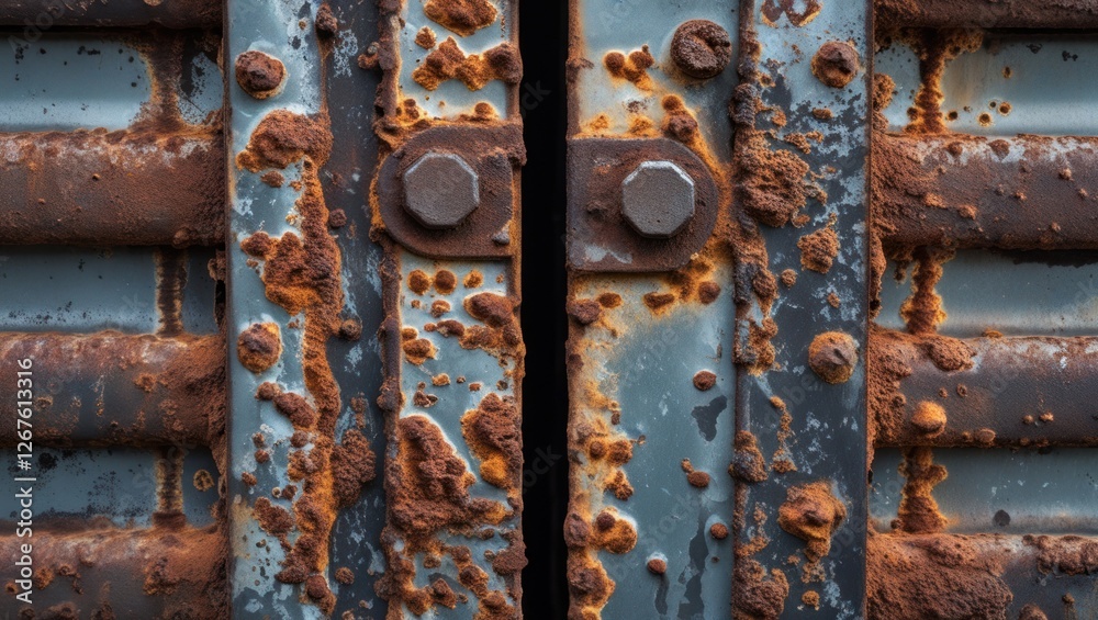 Corroded steel surface with rustic texture highlighting weathered metal and mechanical features in industrial setting. Corroded steel surface with rustic texture highlighting weathered metal and mechanical features in industrial setting.