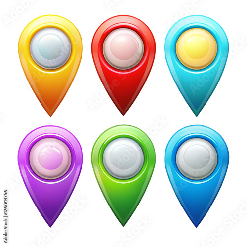 Free Download Colorful GPS pointer icons set isolated on transparent background  
 - GFXLoad