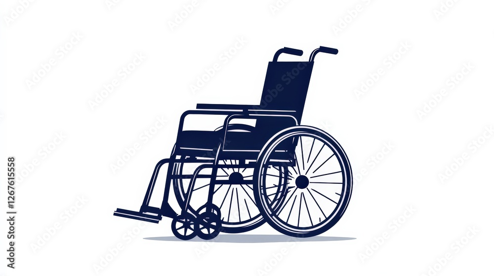 Fototapeta premium A simple and modern wheelchair design on a clean white background, symbolizing mobility and accessibility