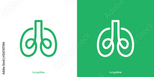 Simple Minimalist Lungs Line Logo Design Template.
