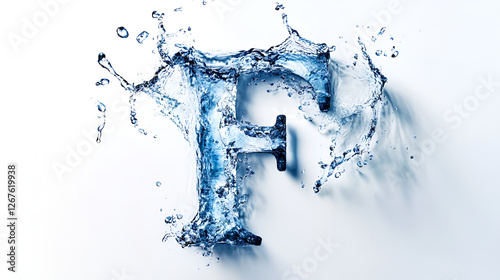 F written by water on white background