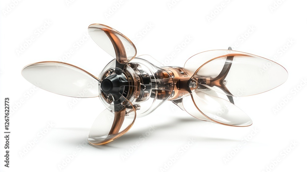 Futuristic propeller engine, isolated, studio, white background, technology concept