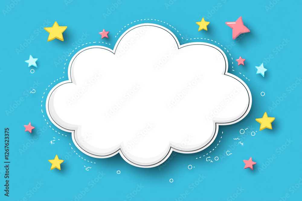 cartoon speech bubble cloud with stars with comic book style design on blue background cartoon speech bubble cloud with stars with comic book style design on blue background